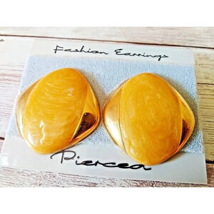 Classic Perfect Vintage 1980s Gold & Yellow Enamel Earrings